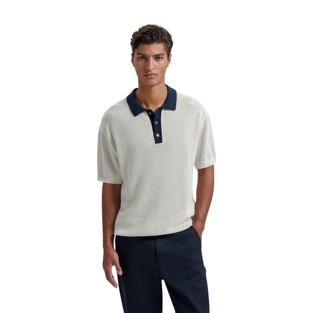 Olaf Varsity Polo Knit SS Off White