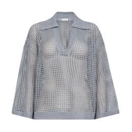 Co'couture OzzyCC Polo Hole Knit Light Grey, Maat: XS
