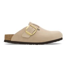 Birkenstock Boston Big Buckle Nubuk Leather Sandcastle, Maat: 37