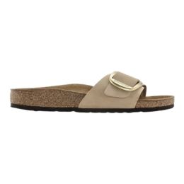 beige dames slipper met grote gesp