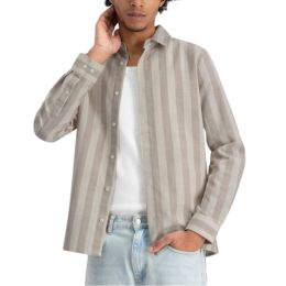 Law of the Sea Allure Slub Stripe Shirt Light grey, Maat: S