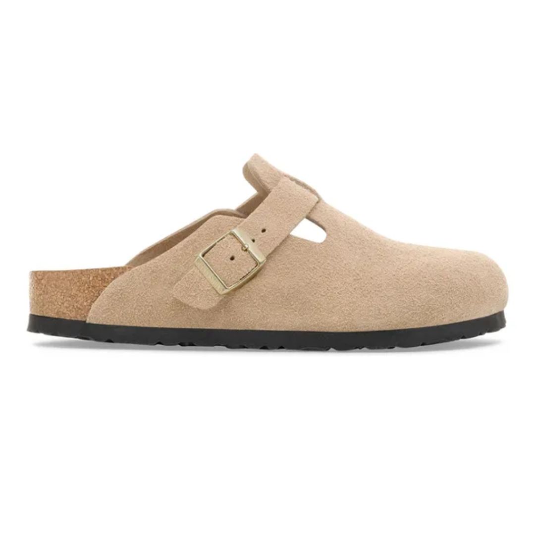 Birkenstock Boston BS Suede Leather Sandcastle, Maat: 35