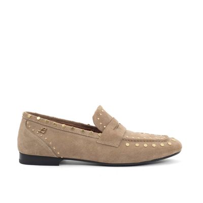 beige dames loafer met studs