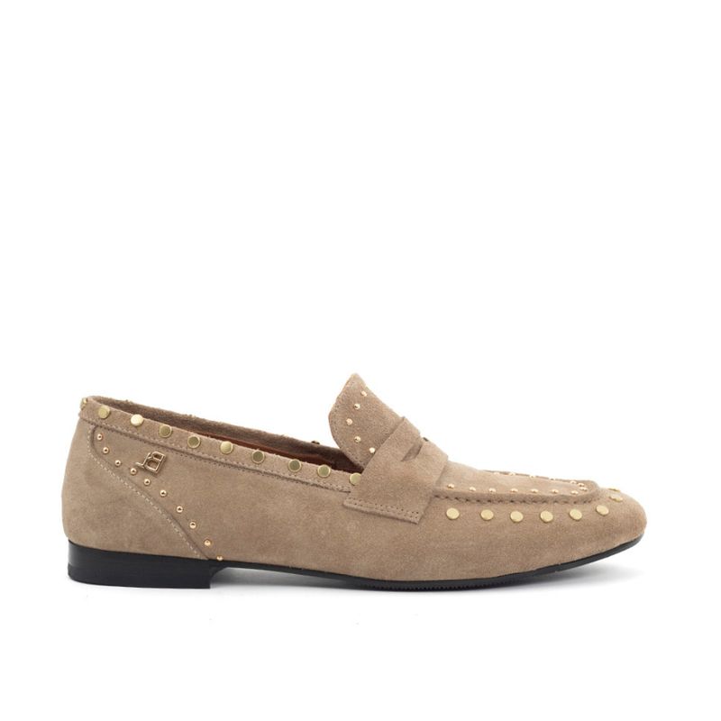 beige dames loafer met studs