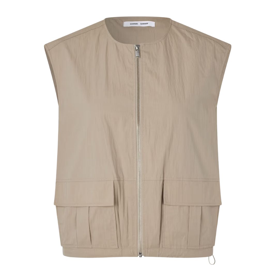 een beige dames bodywarmer/vest