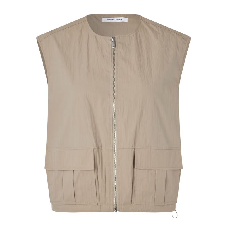 een beige dames bodywarmer/vest