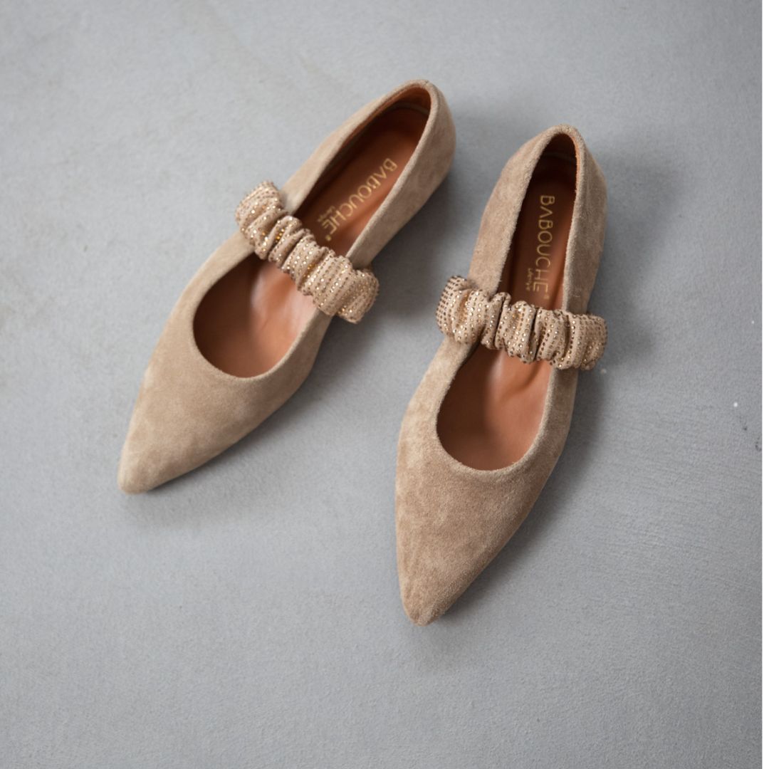 Babouche Ballerina Sage taupe, Maat: 36