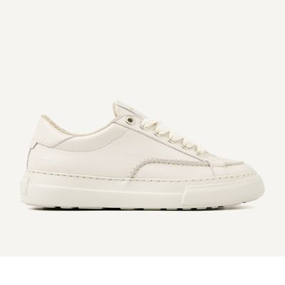 beige leren veterschoen voor dames