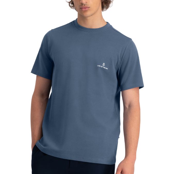 Law of the Sea Law logo heren Tee Blauw, Maat: S