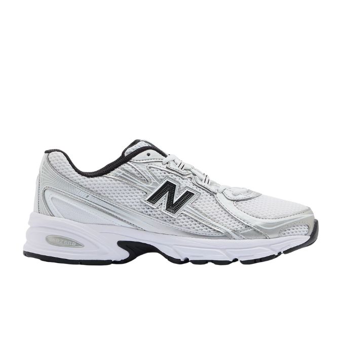 zilveren new balance unisex sneaker met zwart en wit