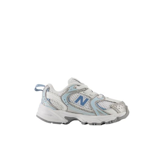 zilver met licht blauw en wit kinder new balance