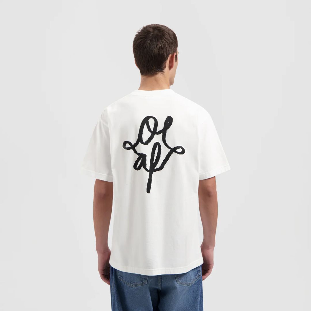 wit heren t-shirt met logo van Olaf Hussein