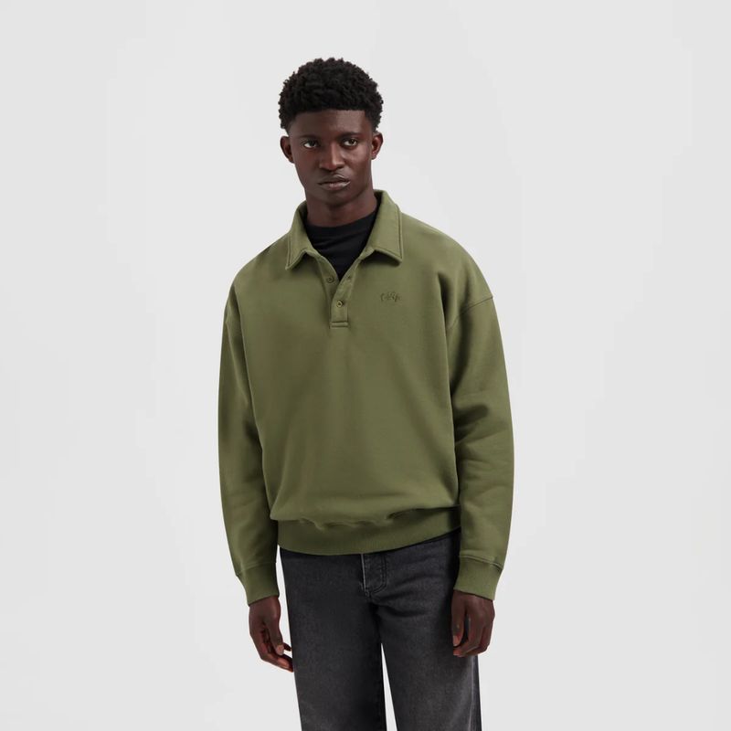 Olaf Hussein groen signature oversized heren polo