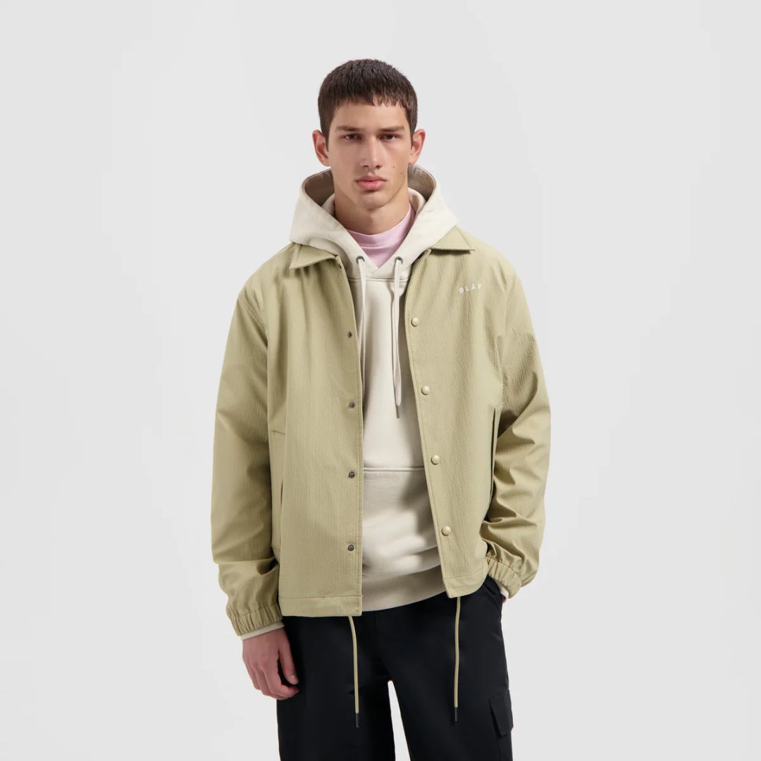 Olaf Hussein beige Modern heren Coach Jacket, Maat: S