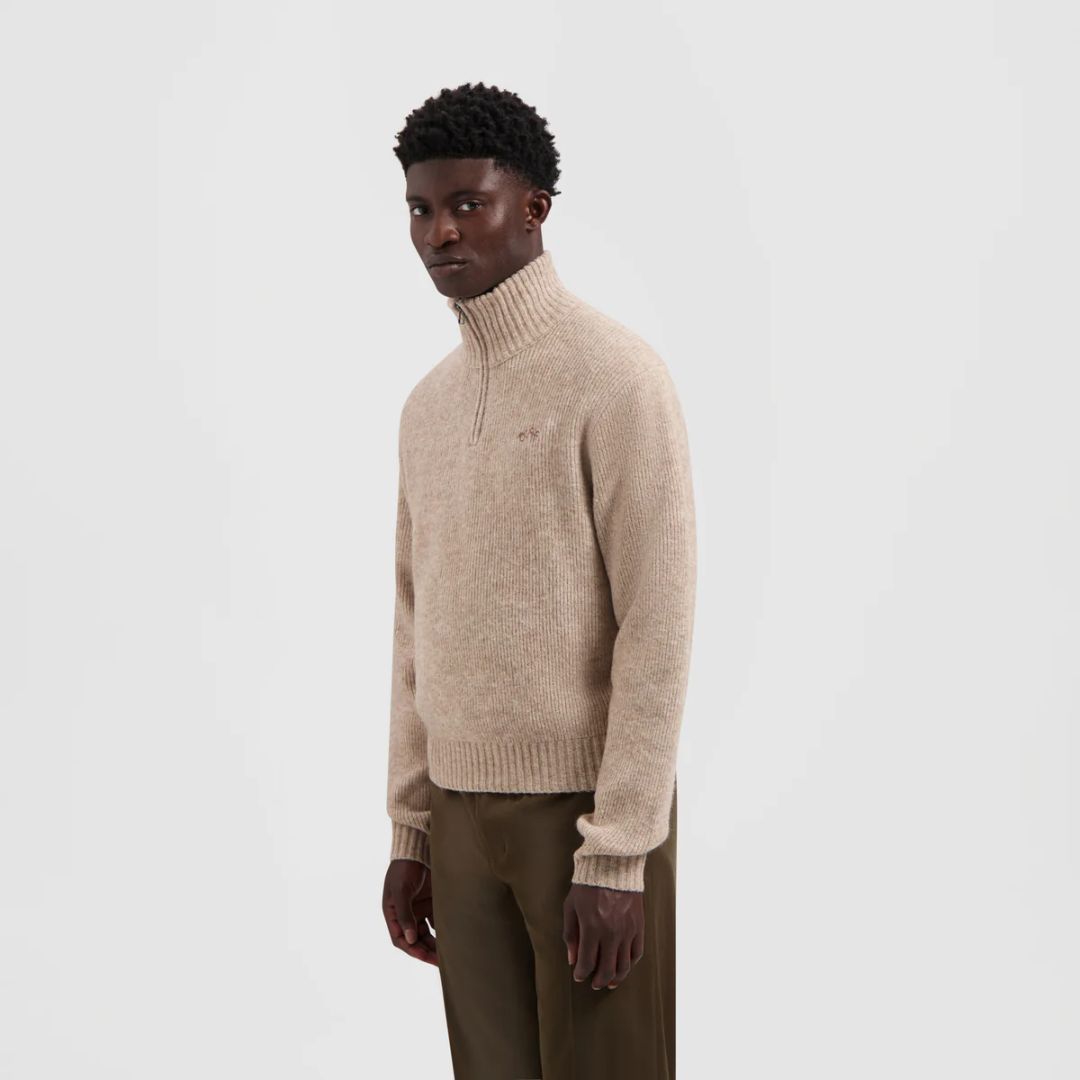 beige heren trui met rits van Olaf Hussein