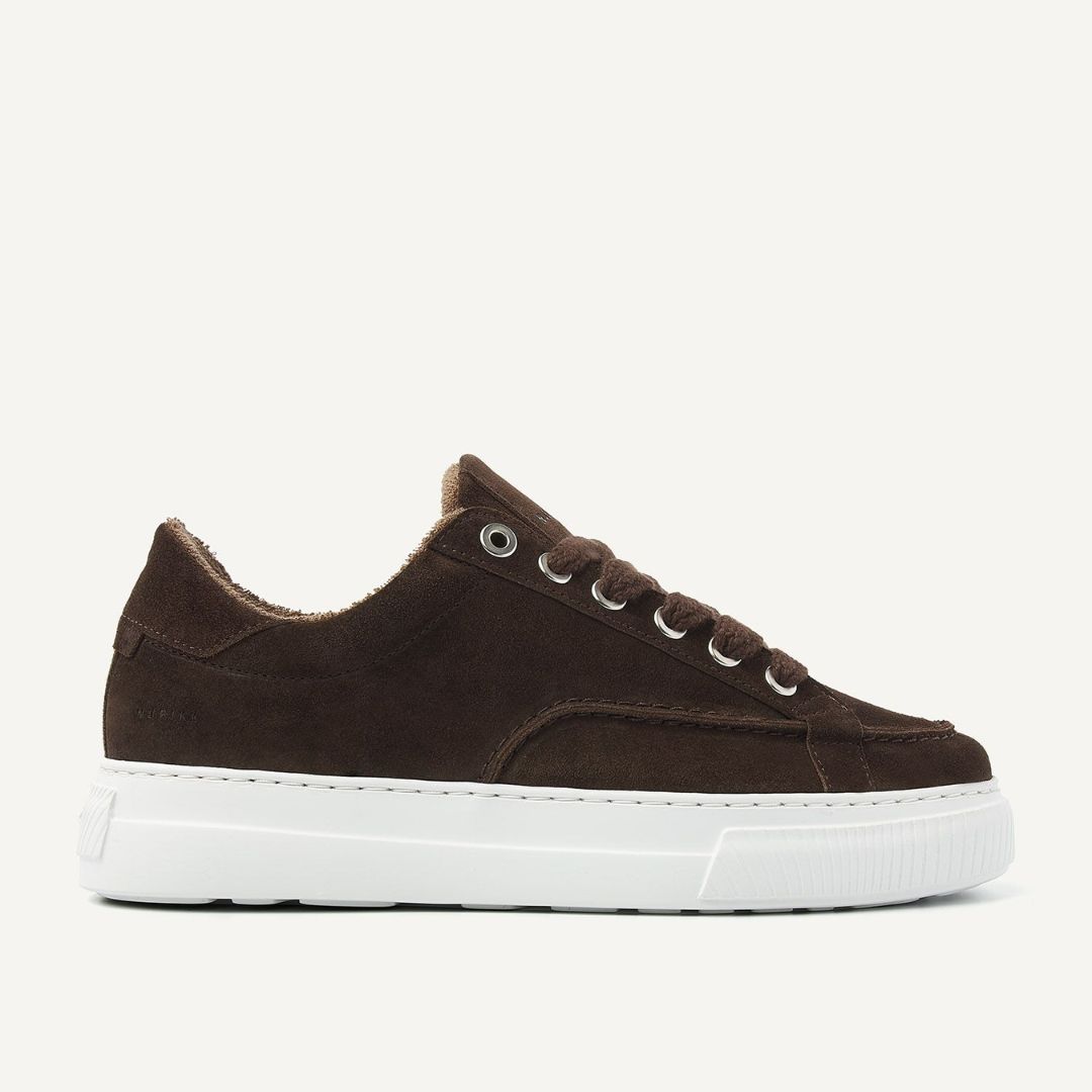 Nubikk donkerbruine Caldera Tora heren sneaker