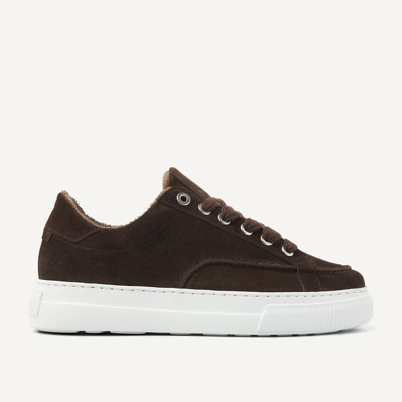 Nubikk donkerbruine Caldera Tora heren sneaker