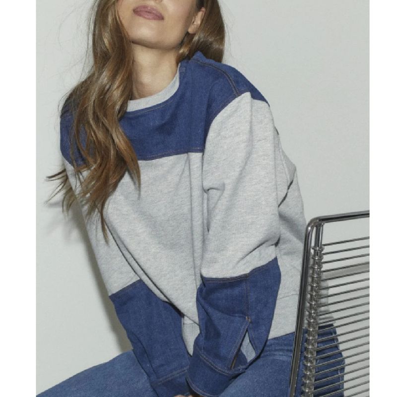 Co&#39;coutureCC grijs Denim mix dames sweater