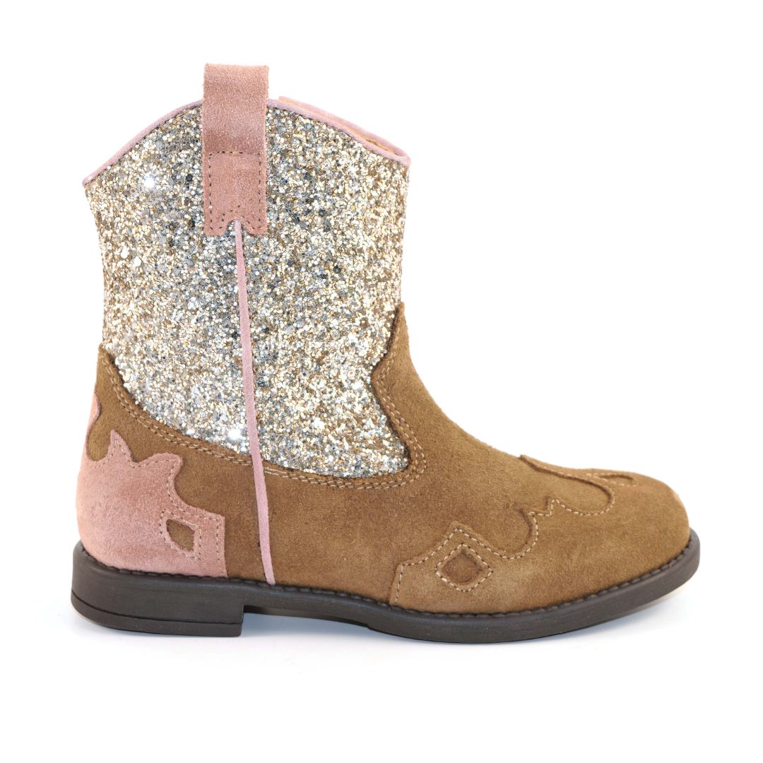 Clic bruin suede glitter kids Cowbowlaars, Maat: 24