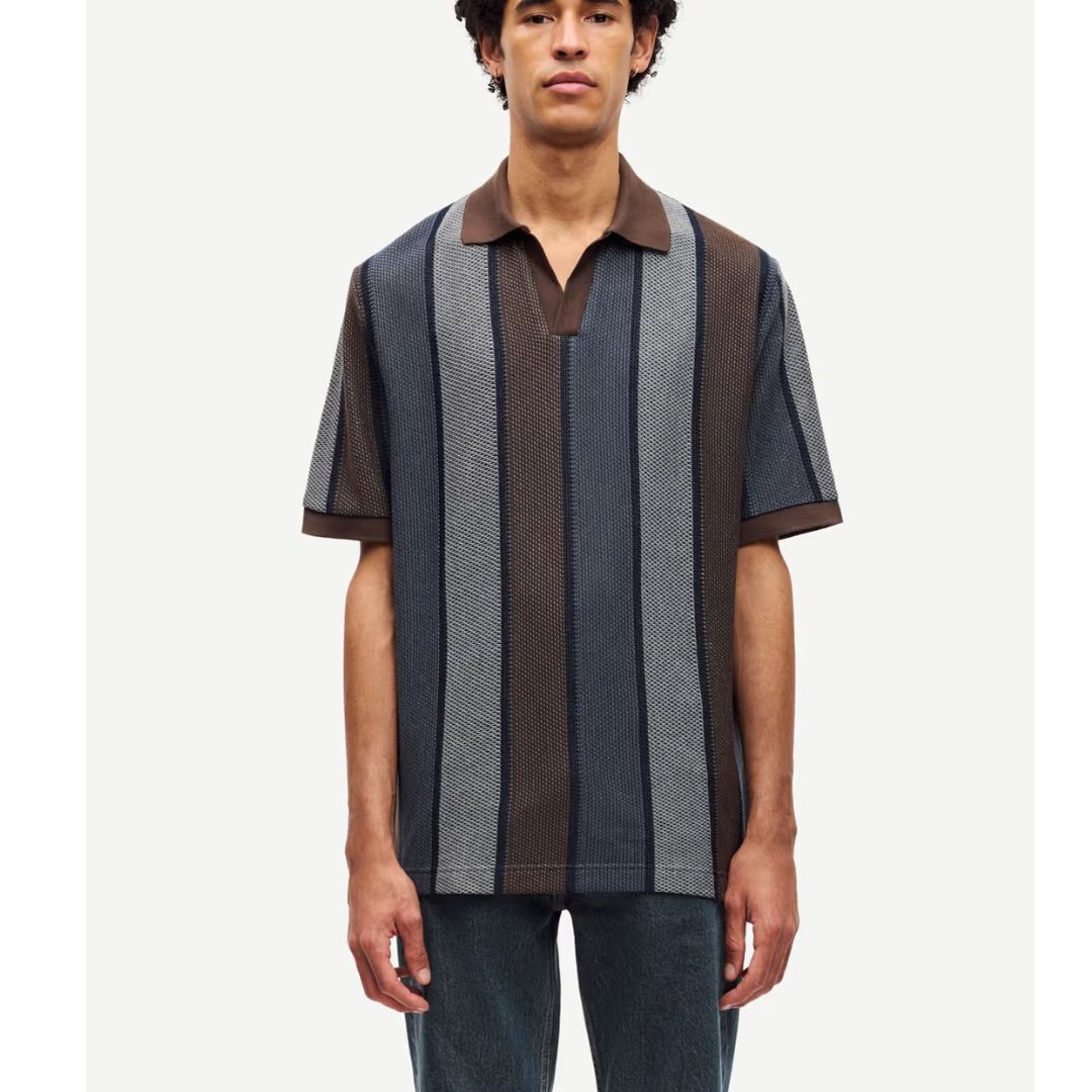 Samsoe Samsoe blauw combi Satravis heren polo 15740