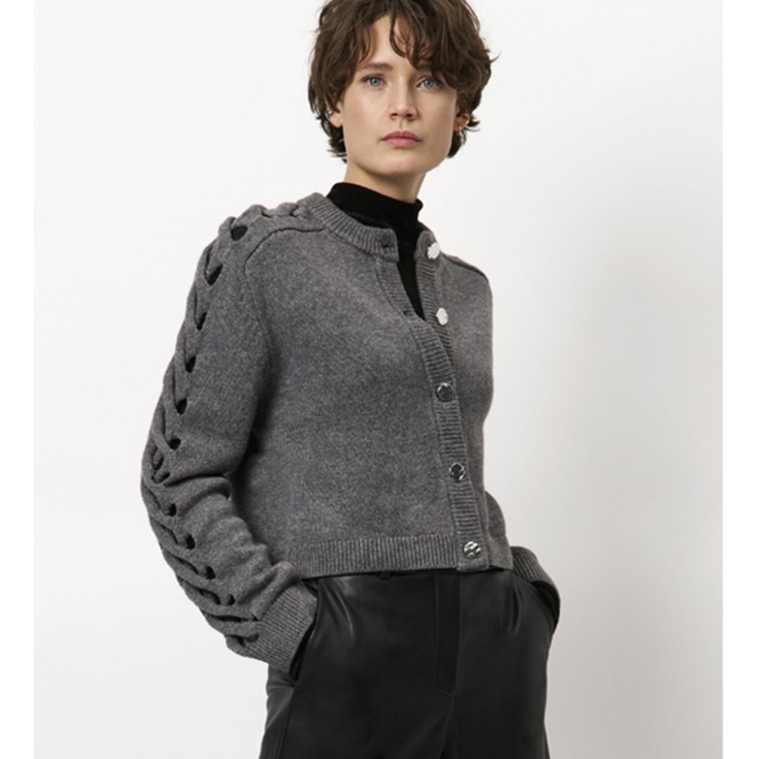 Dante 6 grijs Haby braided dames cardigan, Maat: S