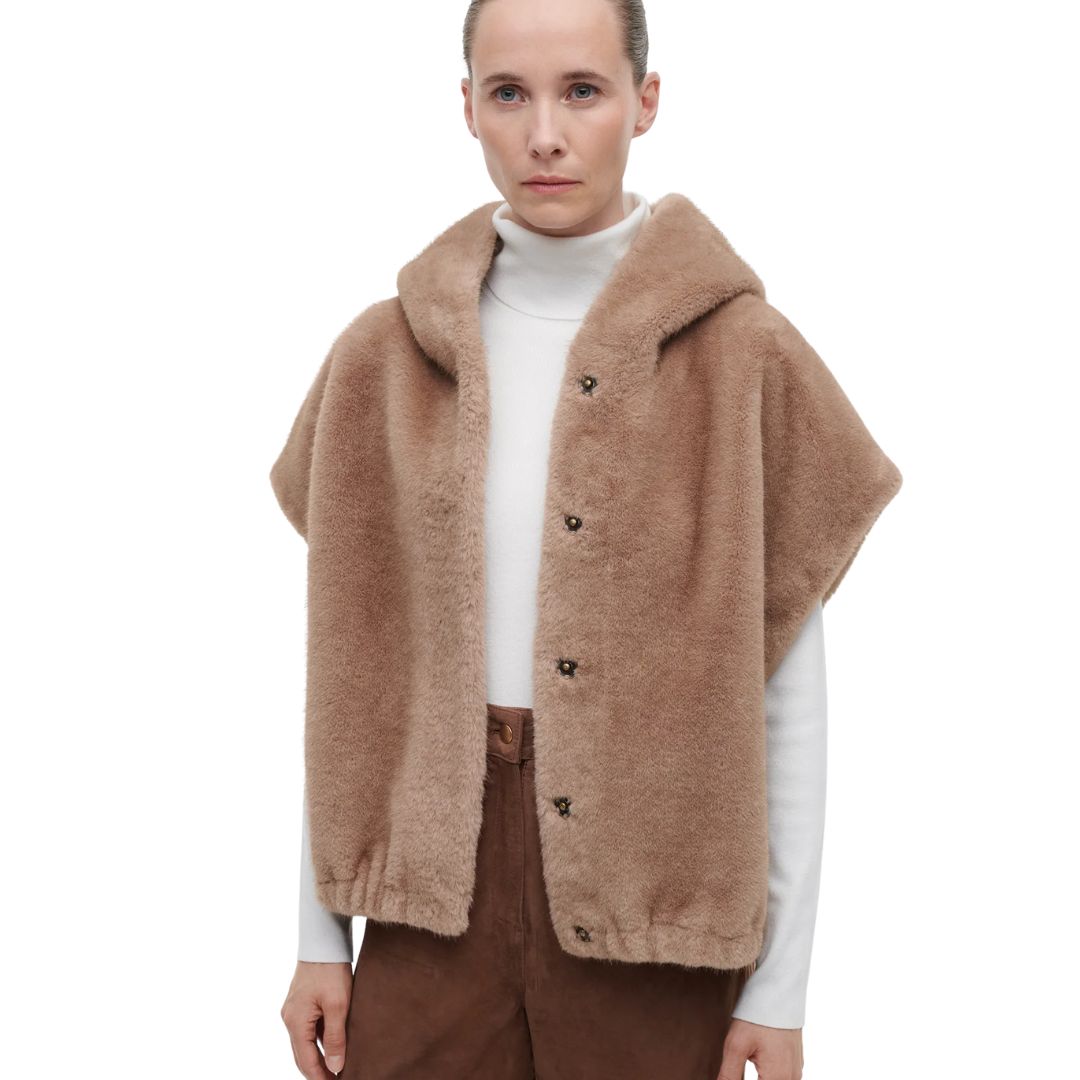 Studio AR camel Olena reversible faux dames gilet