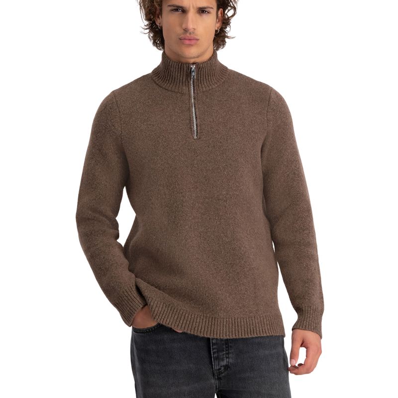 Law of the Sea taupe Lamar heren half zip sweater