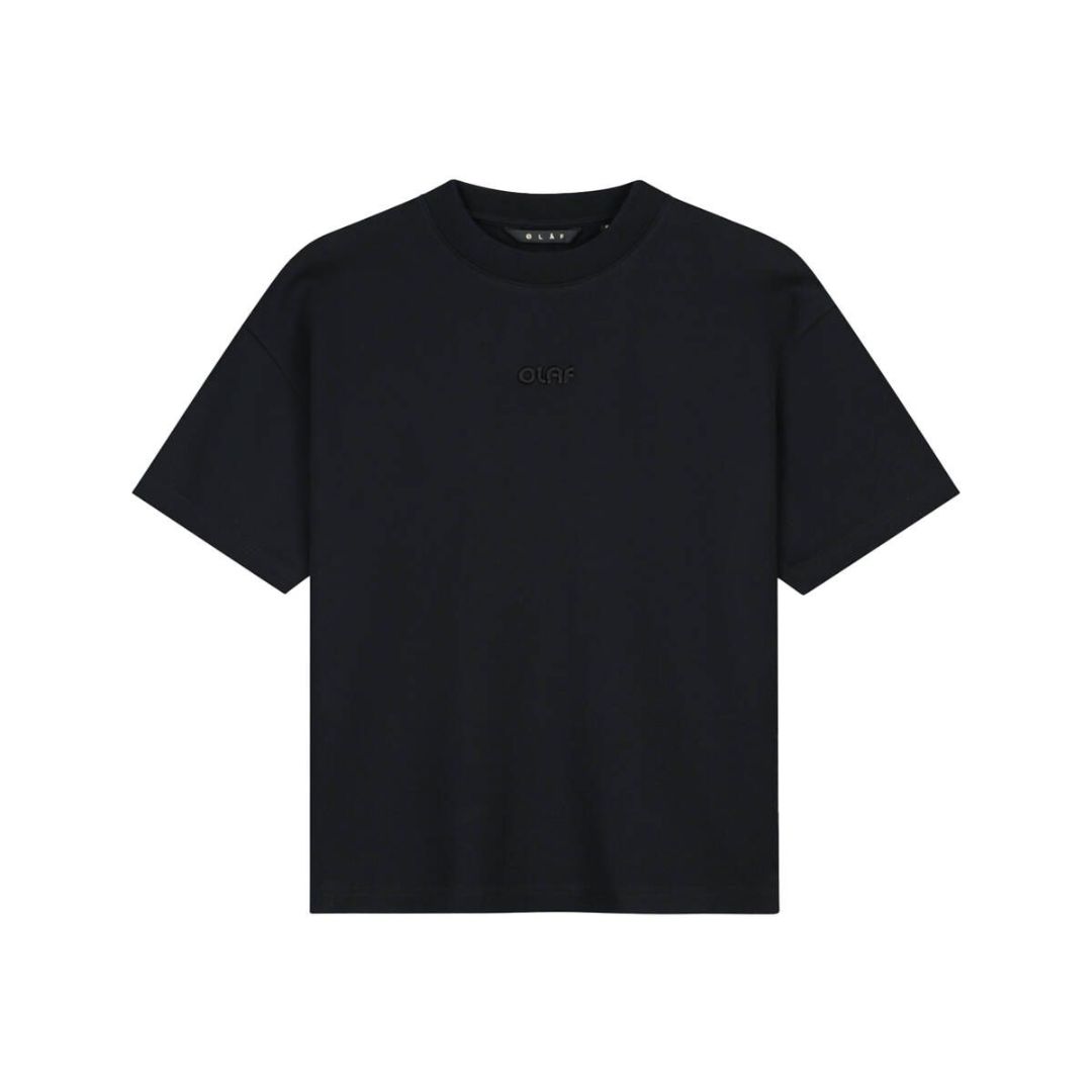 Olaf zwart Retro Boxy logo dames tee, Maat: XS