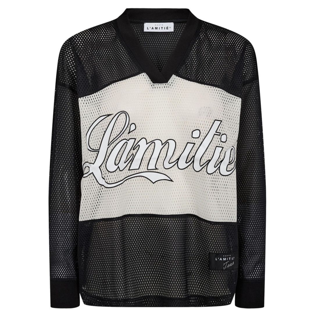 Haute L’Amitié zwart drift mix logo dames blouse