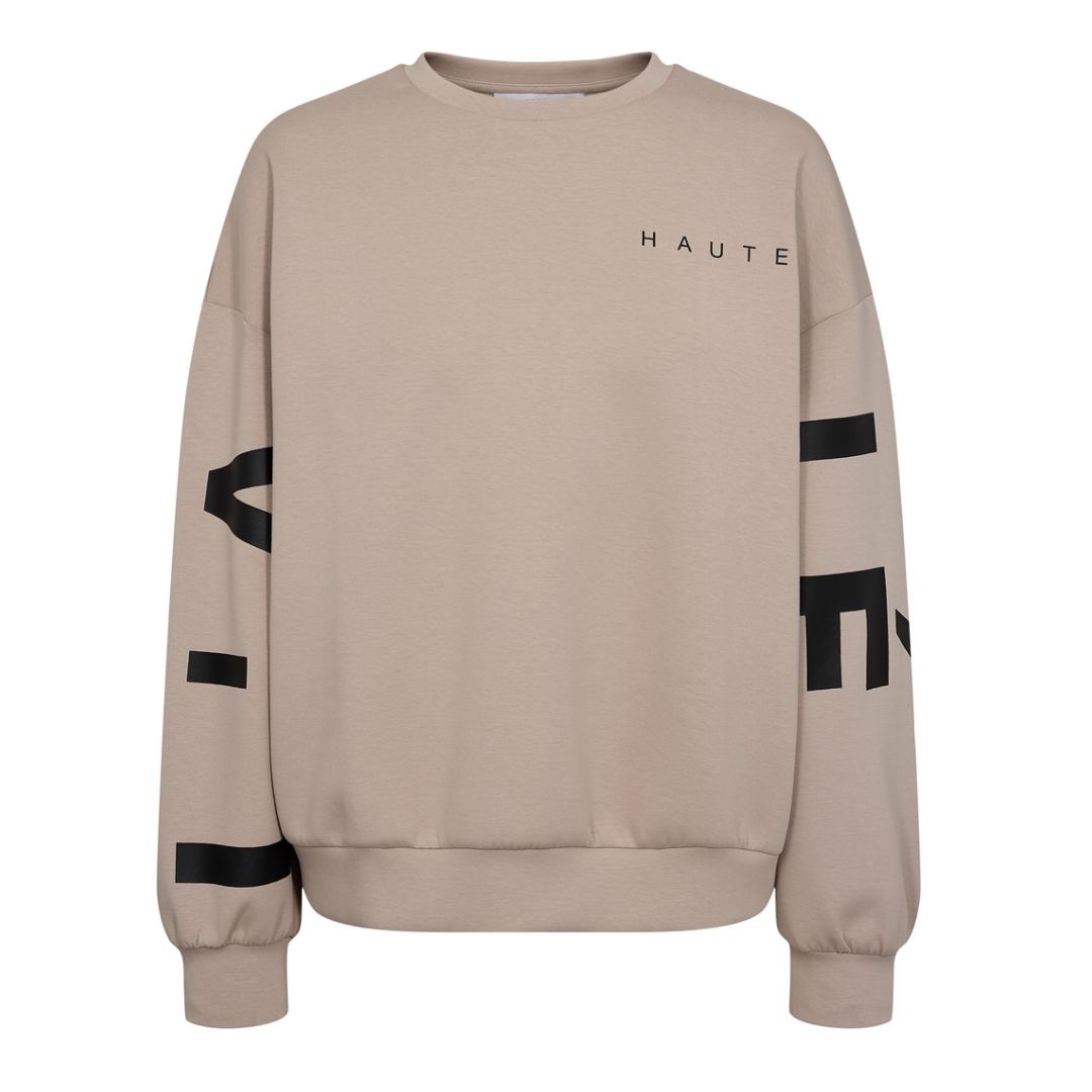 Haute L’Amitié beige Maxi Split logo dames sweater