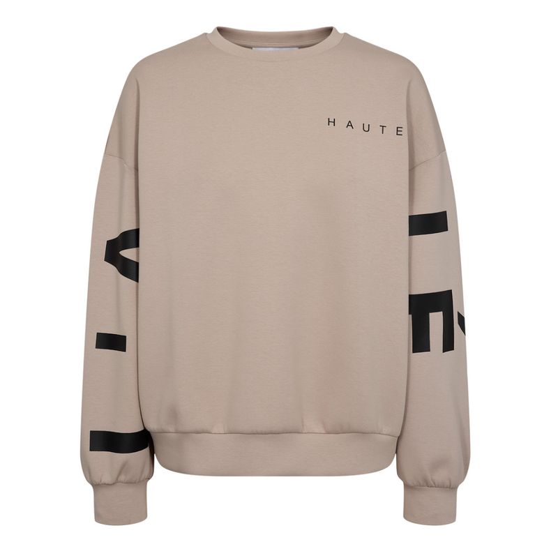 Haute L’Amitié beige Maxi Split logo dames sweater