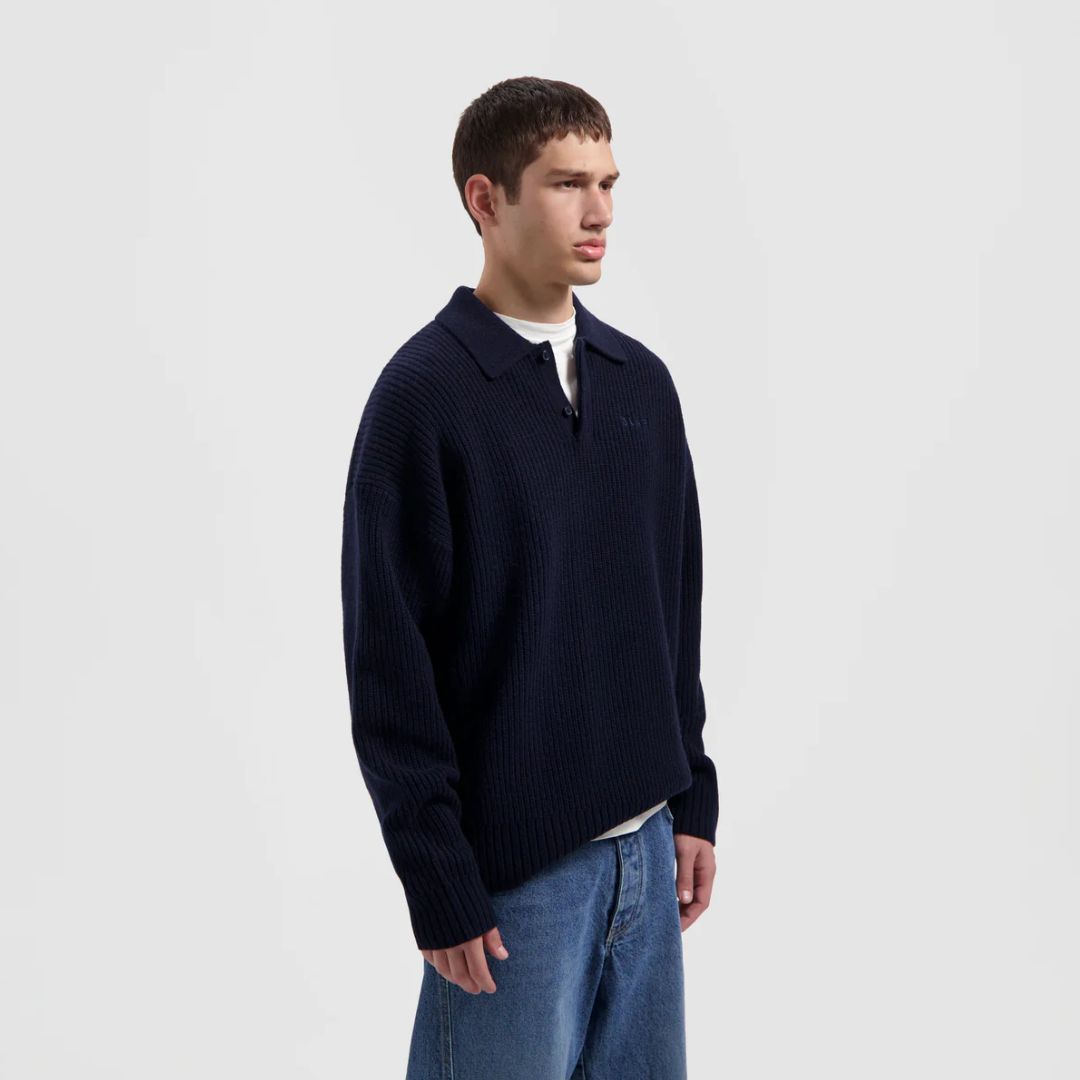 Olaf blauw Knitted oversized heren Polo