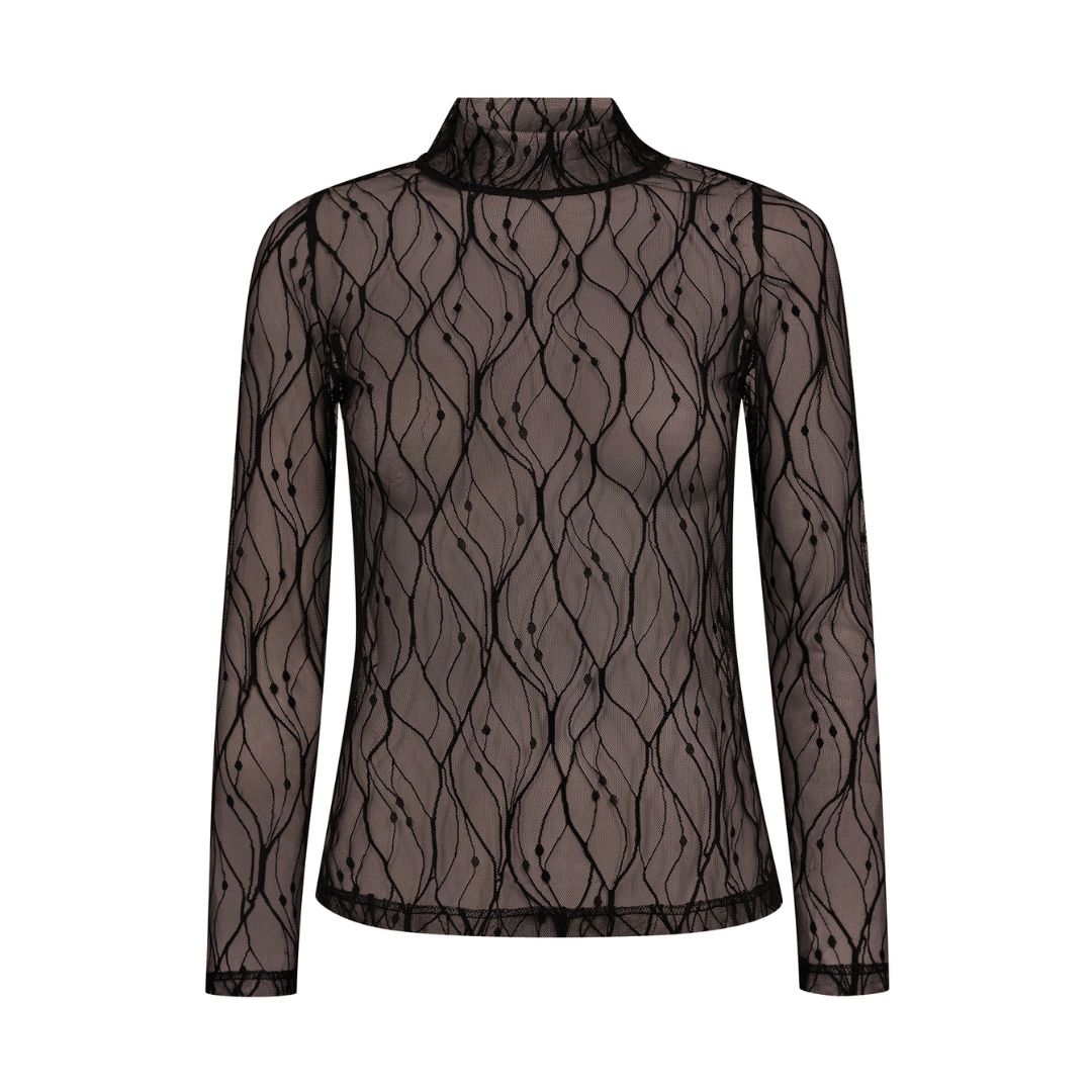 Co&#39;Couture donkerbruin MercyCC Mesh dames Turtleneck