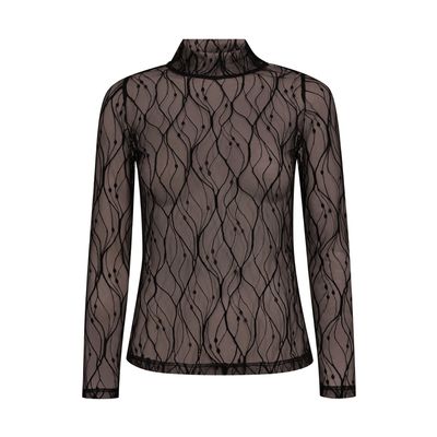 Co&#39;Couture donkerbruin MercyCC Mesh dames Turtleneck