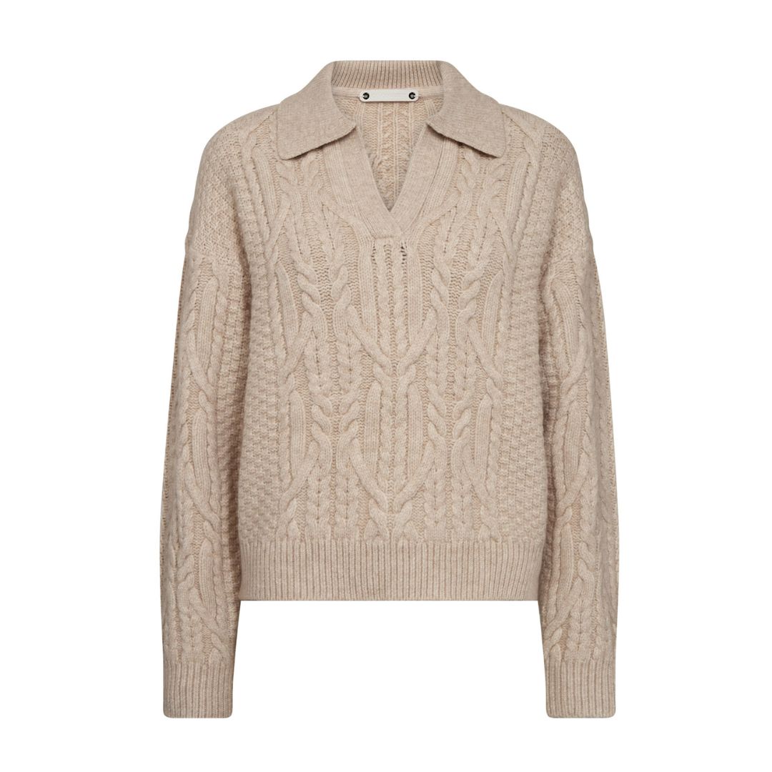 Co’Couture beige RowCC Collar Cable Dames knit