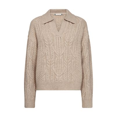 Co’Couture beige RowCC Collar Cable Dames knit