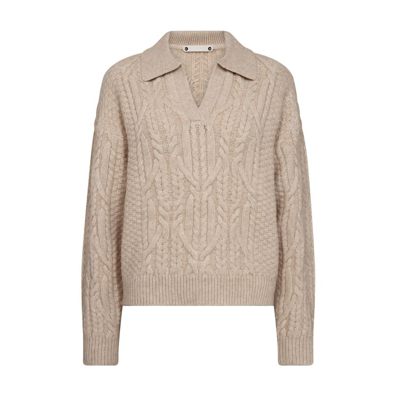 Co’Couture beige RowCC Collar Cable Dames knit