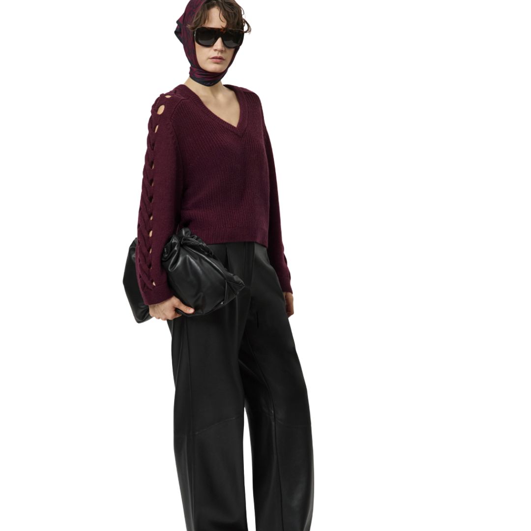 Dante6 bordeaux Palomo braided dames sweater, Maat: S