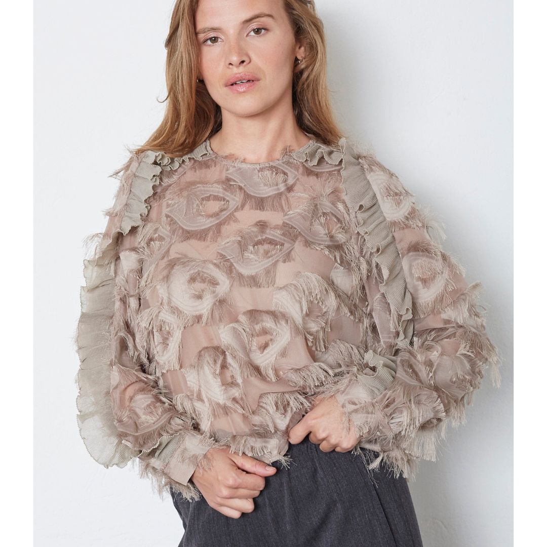 Co’Couture Walnut SyraCC Structure dames Blouse, Maat: XS