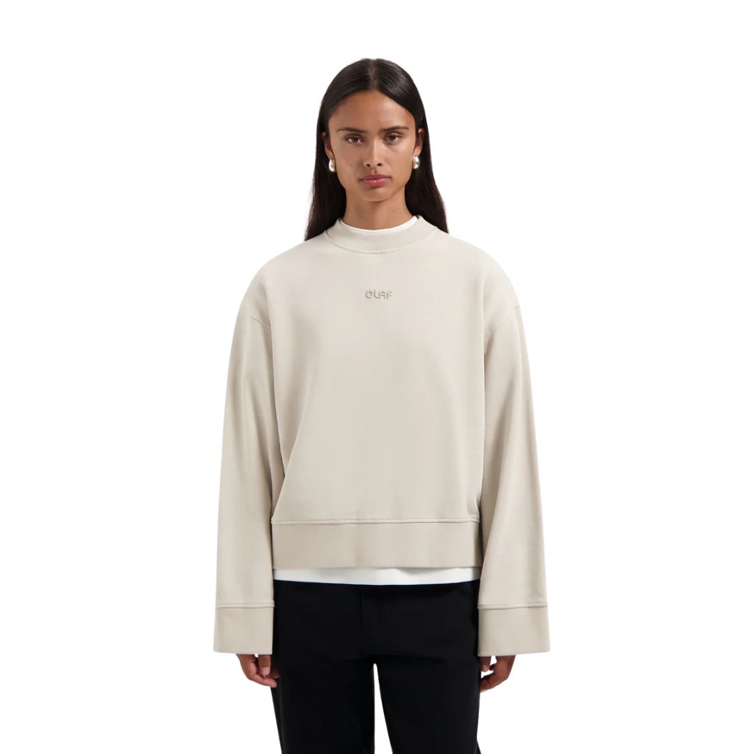 Olaf beige Retro logo dames crewneck
