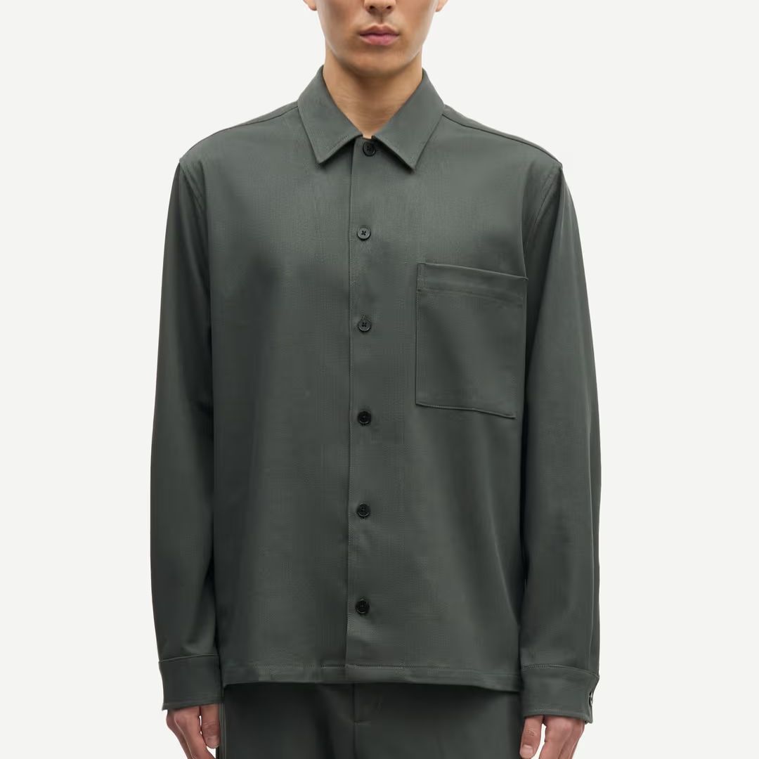 Samsoe Samsoe dark evergreen Sadamon go heren overshirt 15845