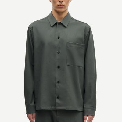 Samsoe Samsoe dark evergreen Sadamon go heren overshirt 15845