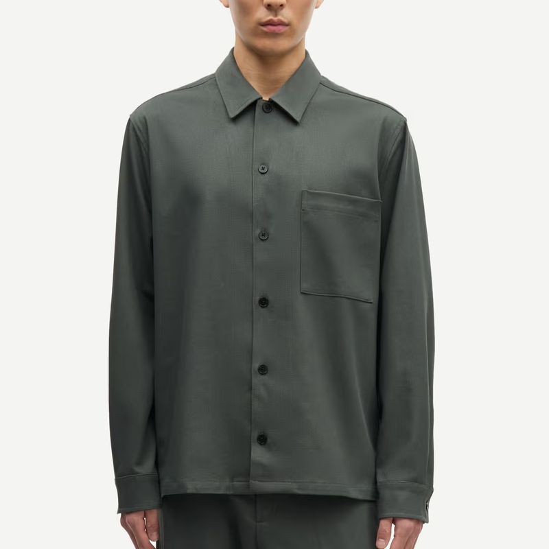 Samsoe Samsoe dark evergreen Sadamon go heren overshirt 15845