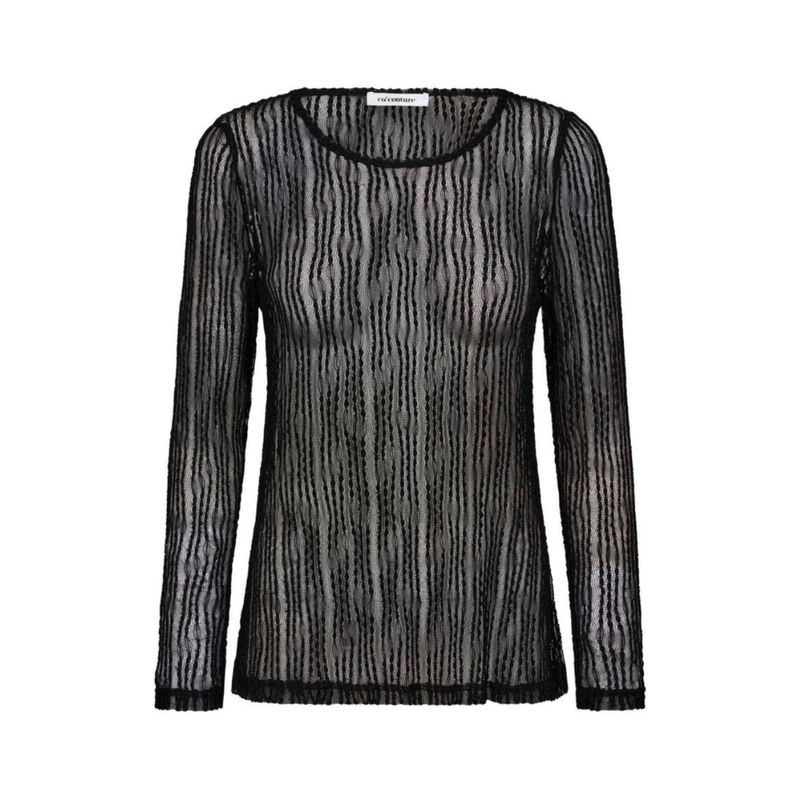 Co&#39;Couture Black BarbCC O-Neck Dames Blouse