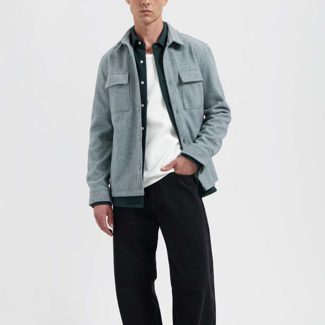 Law of the Sea pine Green Optica heren shirt, Maat: S