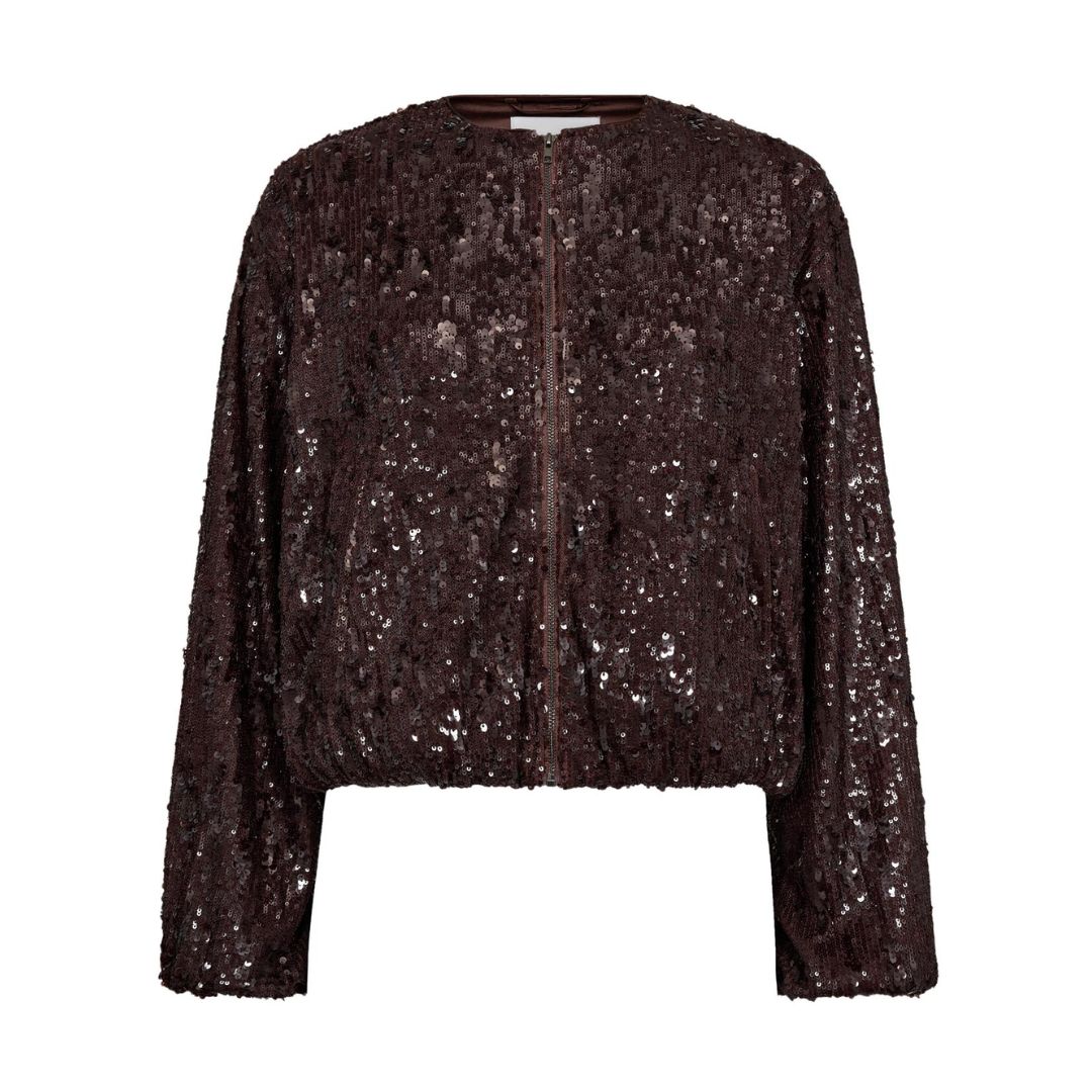Co&#39;Couture donkerbruin SophieCC Sequin Balloon dames Jacket