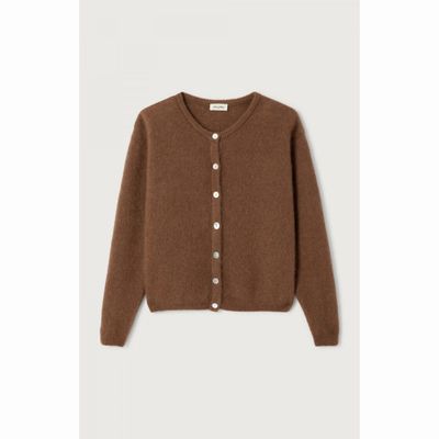 American Vintage Chocolate Melange Vito Dames Cardigan