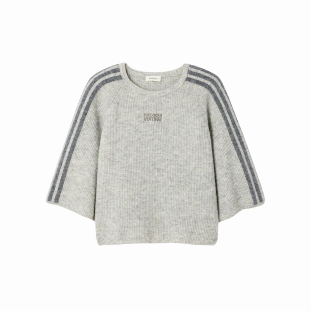 American Vintage Light Grey Melange Vitow Dames Trui, Maat: XS/S