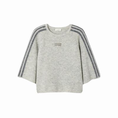 American Vintage Light Grey Melange Vitow Dames Trui