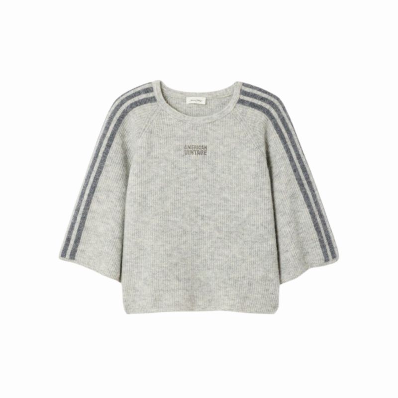 American Vintage Light Grey Melange Vitow Dames Trui